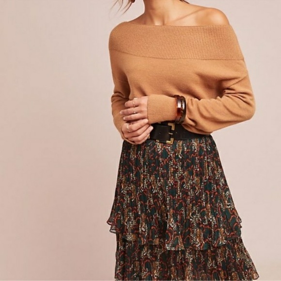 Anthropologie Moth Raspail Boatneck Camel Tan Sweater XS - Picture 1 of 9